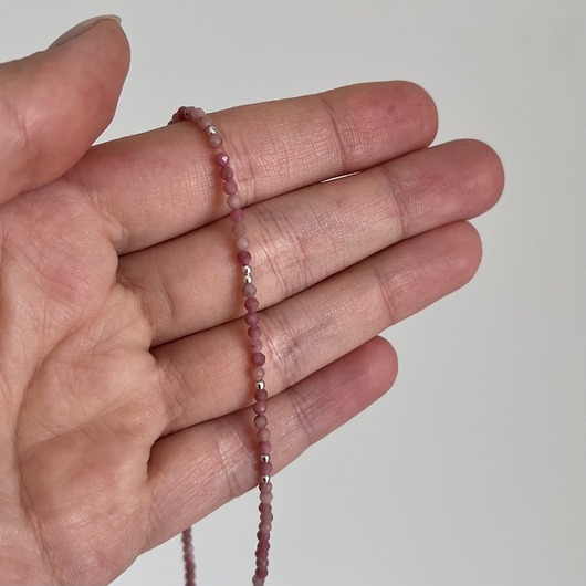 chokery Choker z kamieni naturalnych rodonit MALINOWY