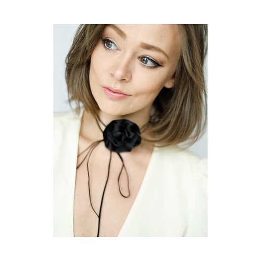 chokery Czarny choker z jedwabiu