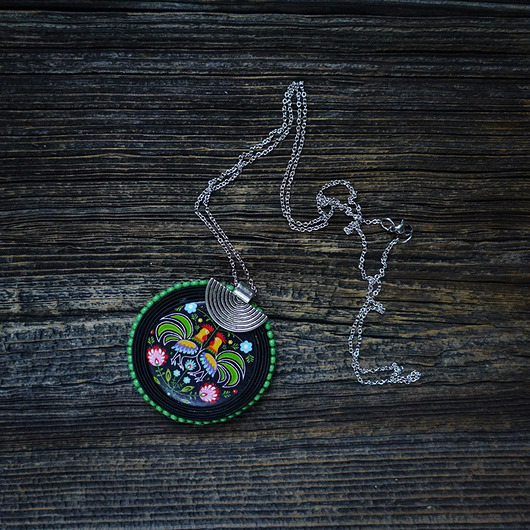 wisiory Folkowy wisior soutache z łowickim motywem