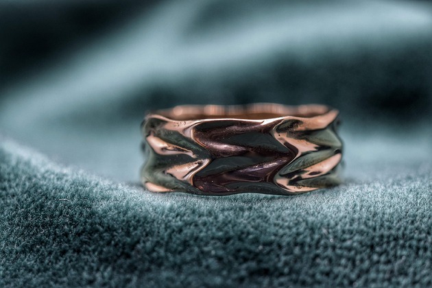 pierścionki - różne Dzeta  - Pierścień z linii geometrycznej z brązu