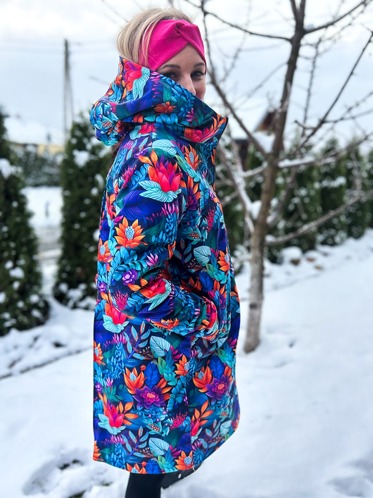 płaszcze damskie Zimowy płaszcz tropikalny ogród