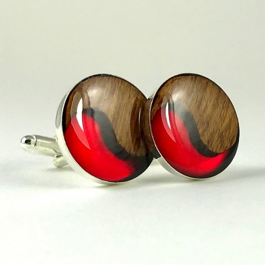 Spinki - Simply Yin Yang - Red DROBINY CZASU