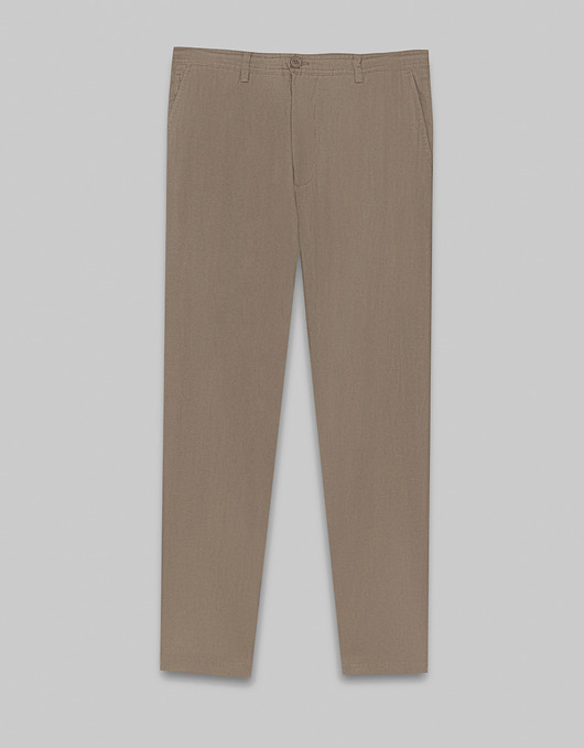 spodnie męskie Spodnie lenta beżowe slim fit