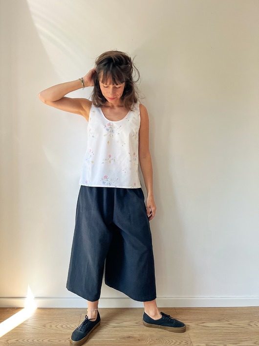 spodnie materiałowe damskie Spodnie lniane BAMBINO /BLACK/