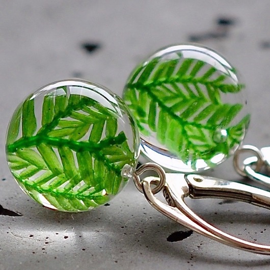 Kolczyki srebrne z paprocią Grol Jewellery