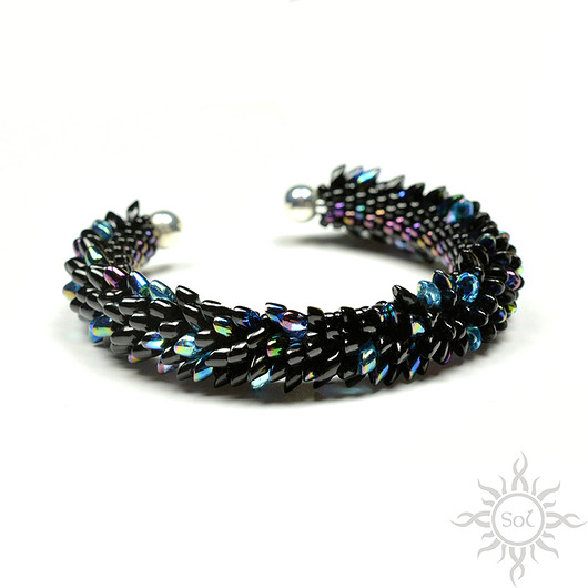 bransoletki ze szkła Derven II, smocza bransoleta cuff, beading