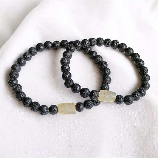 bransoletki z kamieni naturalnych Komplet dla pary :  CYTRYN & LAWA : na gumce