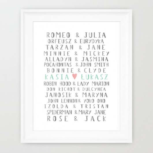 Spersonalizowany Plakat Prezent Ślub- A4 wejustlikeprints