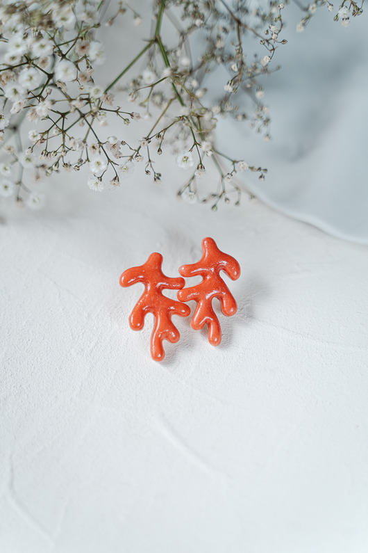 kolczyki ceramiczne Kolczyki porcelanowe KORALOWIEC