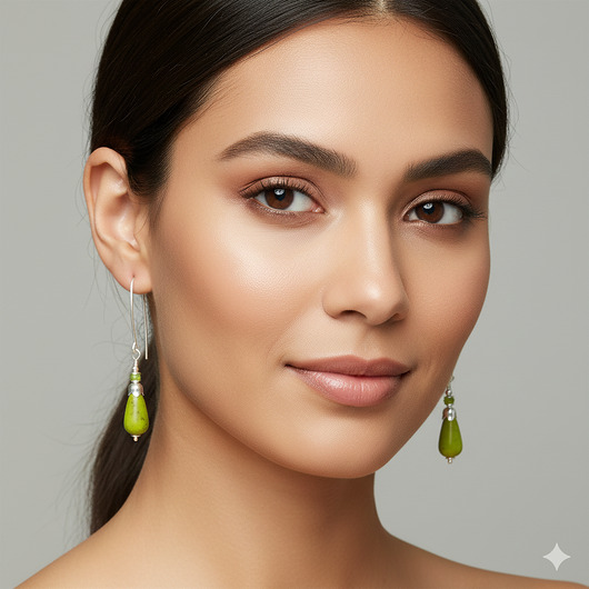 kolczyki z kamieniami Piękne, długie, zielone kolczyki, howlit, jadeit, srebro 925