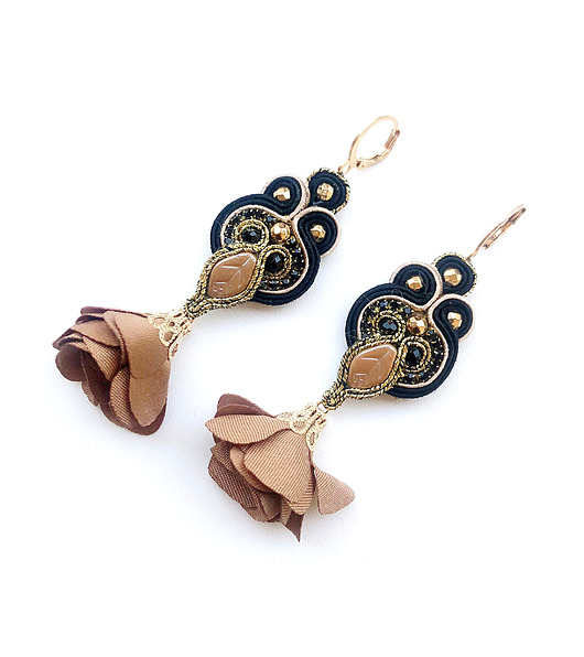 kolczyki soutache Sutaszowe kolczyki ORO z kwiatami _ EXPRESS