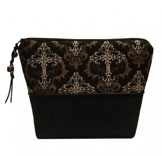 kosmetyczka - black & brown & white - ornamenty  MOONAXA