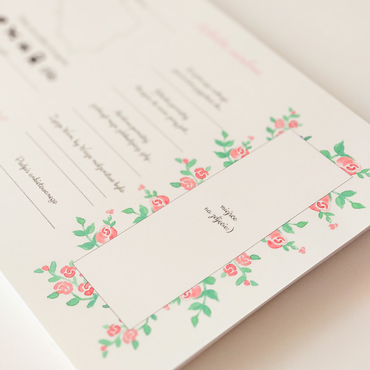 Ankiety weselne fotobudka 70 kart "Rose" Papiernik
