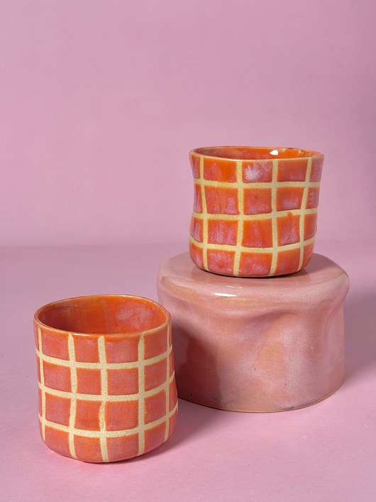 kubki Kubek Krzywusek Pomarańczowo-różowy 160ml