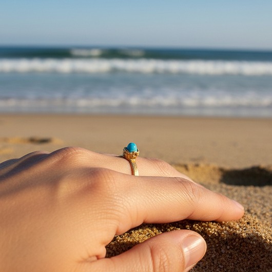 pierścionki złote Pierścionek z Niebieskim Opalem