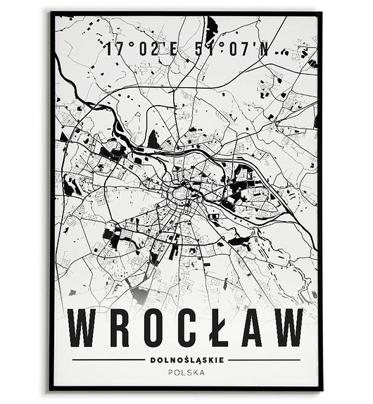 plakaty Plakat miasto POLSKA - WROCŁAW 3  obraz MAPA
