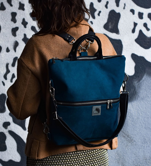 plecaki Plecak / torba 2 w 1 z nubuku turkusowy