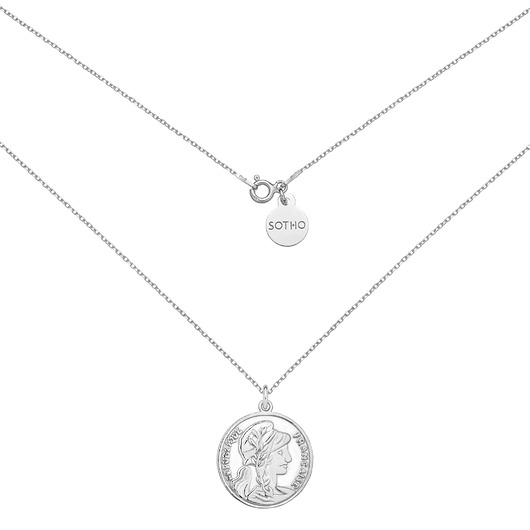 srebrne naszyjniki Srebrny medalion z dużą monetą