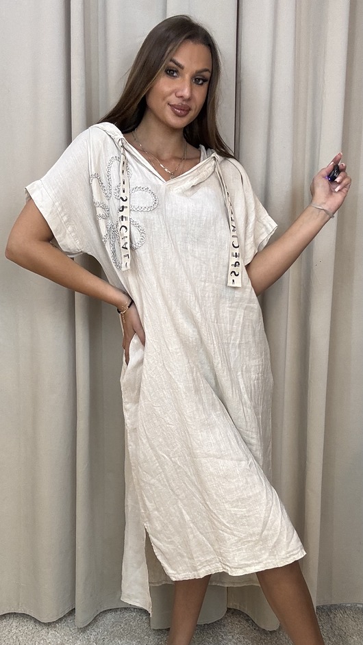 sukienki maxi damskie Lniana sukienka Maria Beige