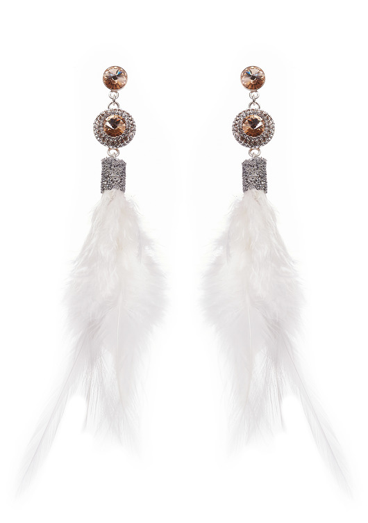 kolczyki swarovski Srebrne kolczyki pióra z kryształami Swarovski