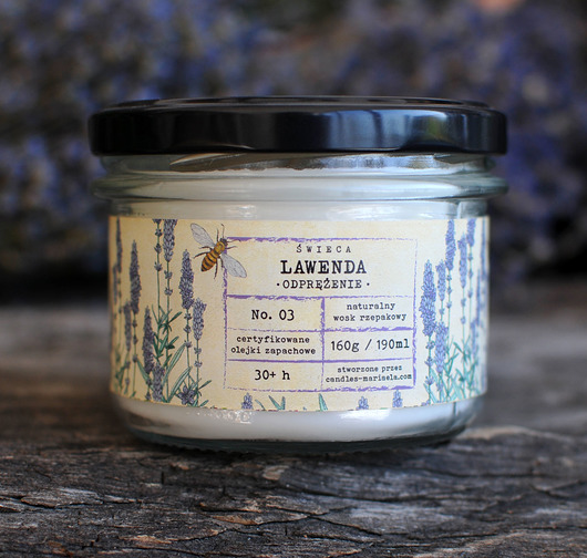 świeczniki i świece LAWENDA- Ukojenie świeca od MARIAELA