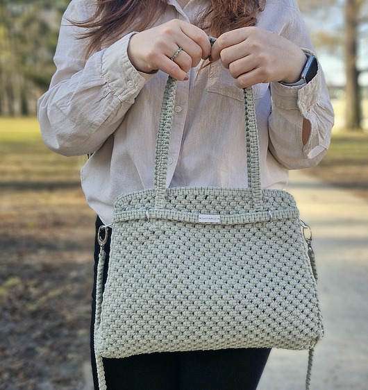 torby na ramię Torebka ze sznurka Classic - jasna oliwka