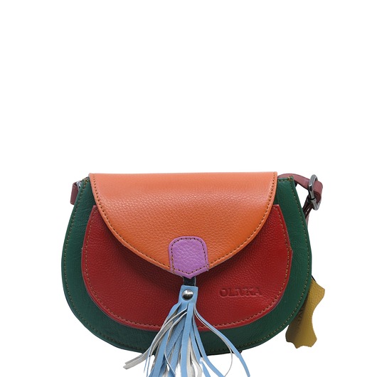 torby na ramię Torebka skórzana damska listonoszka oryginalna kolorowa zero waste OLIVKA