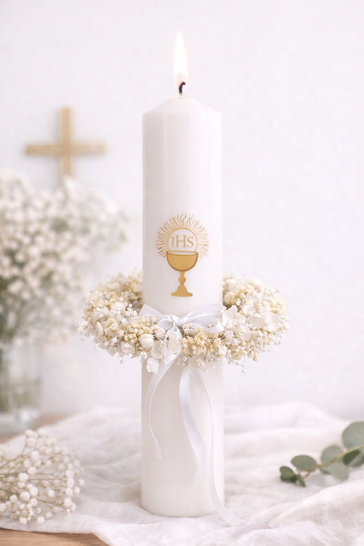 wianki komunijne Zestaw komunijny wianek + ozdoba na świecę