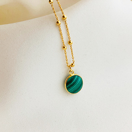 złote naszyjniki Naszyjnik  MALACHIT , zielony minerał