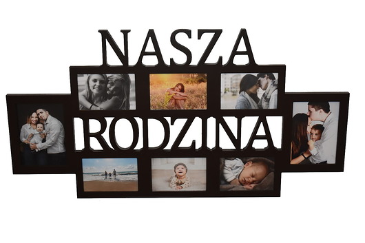 ramki na zdjęcia Multirama ramka na zdjęcia z napisem Nasza Rodzina mdf 8 zdjęć