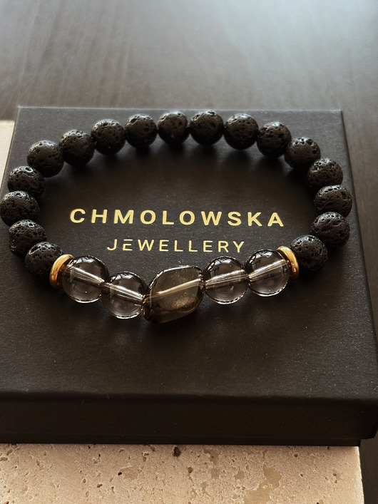 biżuteria męska Bransoletka męska Kwarc Dymny