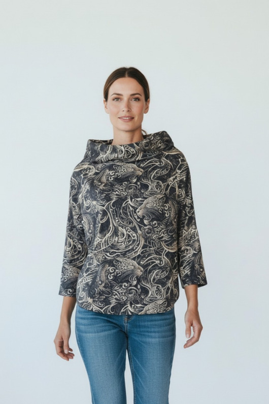 bluzki kimonowe damskie Bluzka jersey Nijama w wzór fantasy z tygrysami, rozmiar M