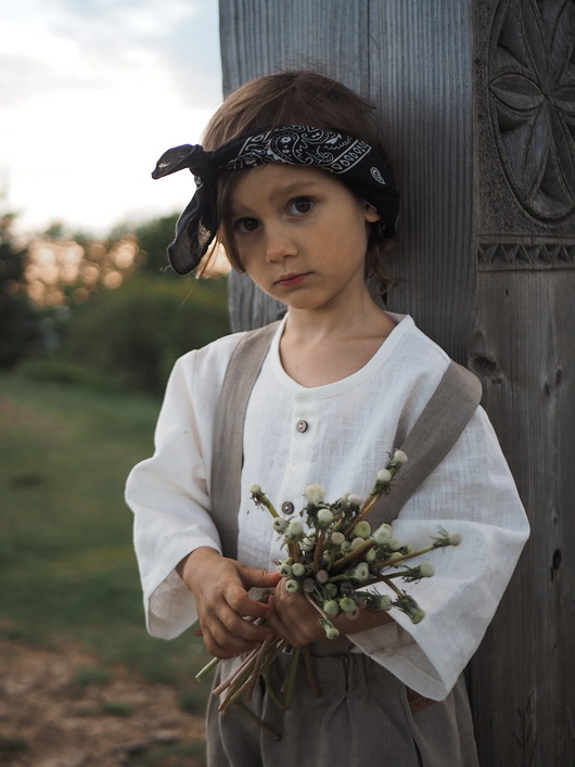 bluzki dla chłopców Koszula lniana dla dziecka off white