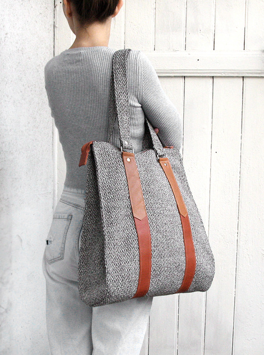 torba xxl  -melange grey&brown leather- elfagado