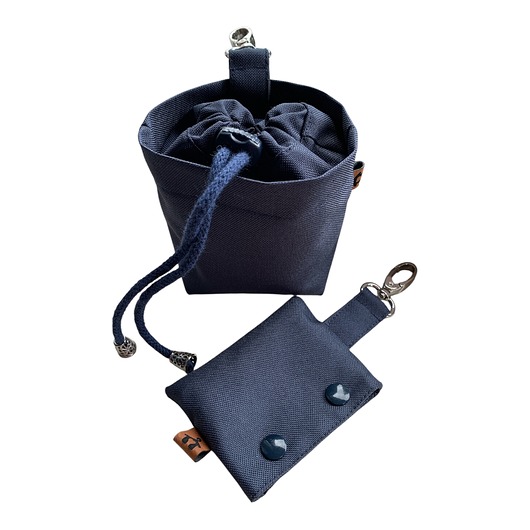 dla zwierząt różne Saszetka na przysmaki i etui na woreczki na odchody Granatowe gładkie