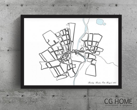 MAPA grafika BIELSKO BIAŁA plakat ulice Cghome