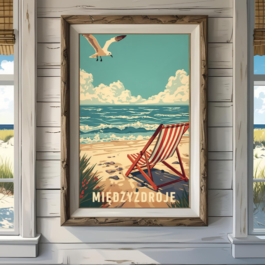 grafiki i ilustracje PLAKAT Międzyzdroje MORZE Bałtyckie, Bałtyk ilustracja retro