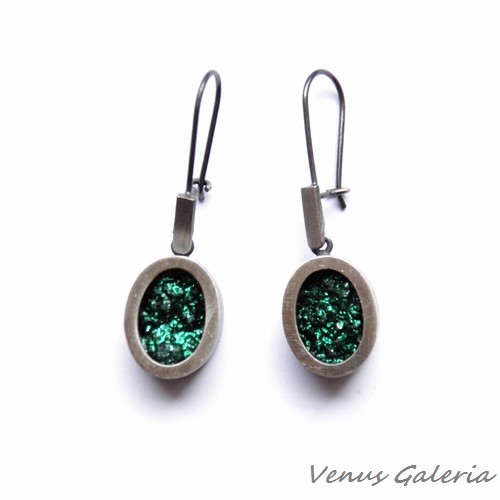 Kolczyki - Druza green VENUS GALERIA
