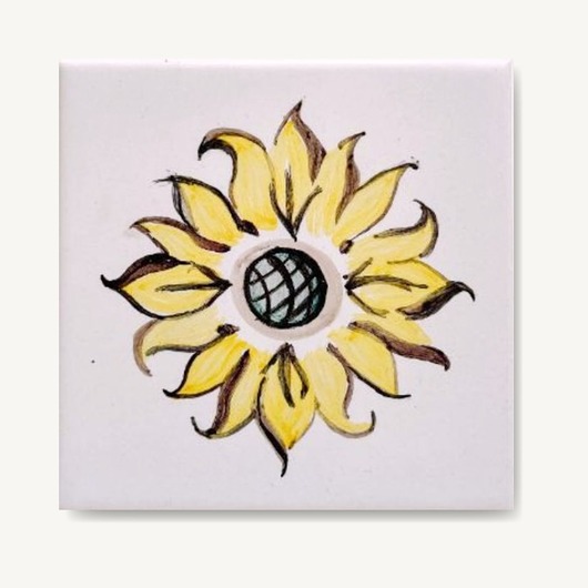 kafle i panele Słonecznik na kafelku malowany