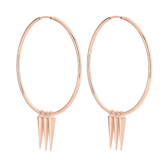 kolczyki srebrne Kolczyki duże koła z kłami z różowego złota