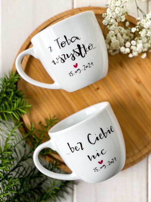 kubki Zestaw kubków Z TOBĄ WSZYSTKO/BEZ CIEBIE NIC