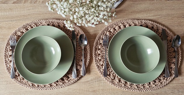 podkładki do kuchni Owalne podkładki na stół ze sznurka - biszkoptowe