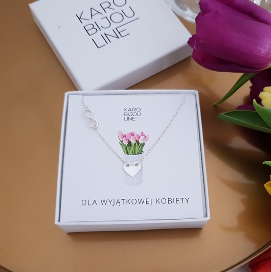 Srebrny naszyjnik,nieskończoność i serce KaroBijouLine