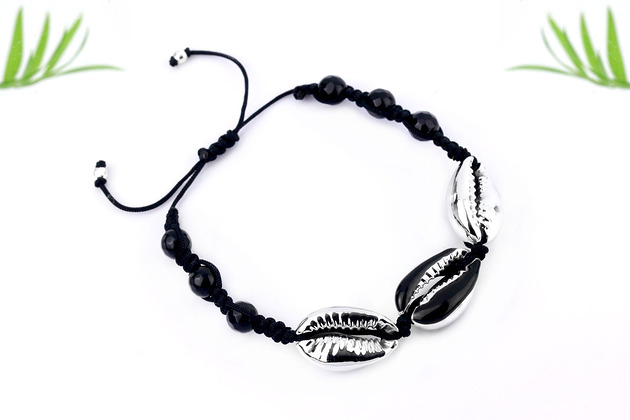 Bransoletka Muszle Czarno-Srebrne Brazi Druse Jewelry