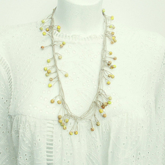 naszyjniki - inne Yellow Balls Naszyjnik lniany