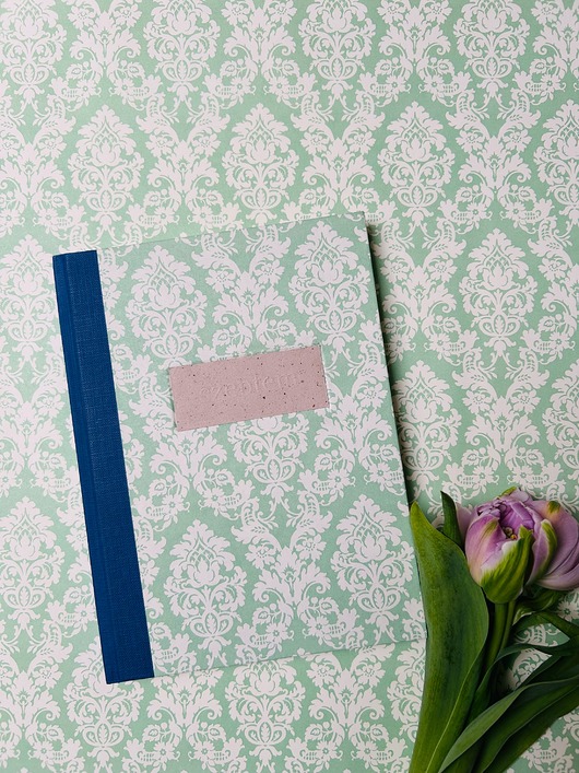 notatniki i albumy Zielono mi - notes A5, w granatową linię