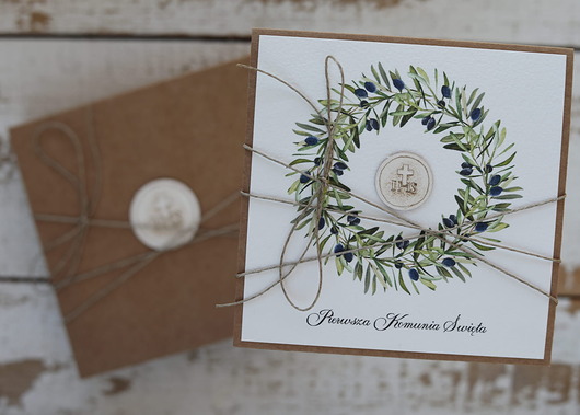 kartki na komunię Kartka na komunię - pamiątka komunii ręcznie robiona Prezent
