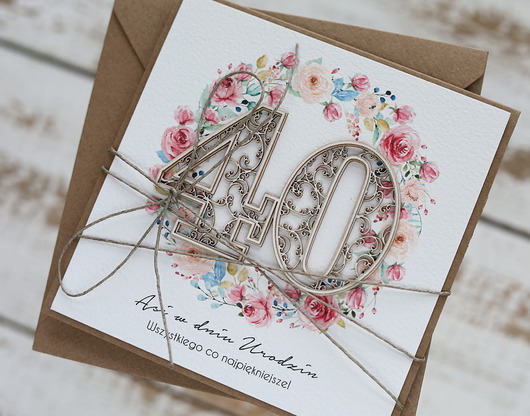 kartki scrapbooking Personalizowany prezent - kartka ręcznie robiona na 40 urodziny, pomysł na pr