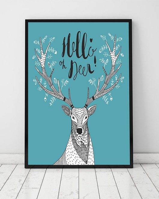 plakat. jeleń (format A3) Love Life and Forest