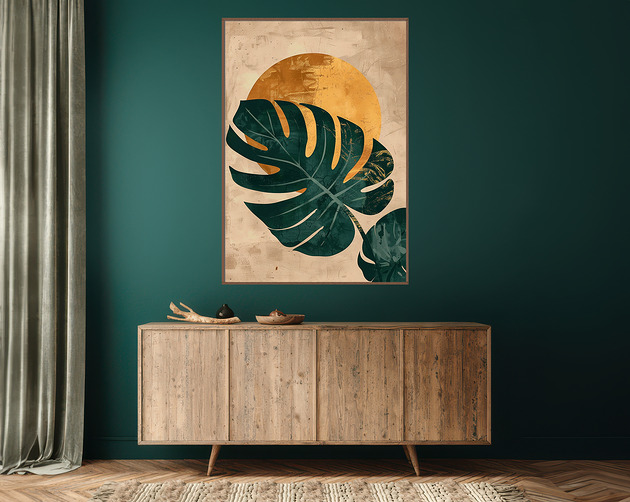 plakaty Liście monstery - Plakat, druk - Chiński Orient, Harmonia Zen, Wabi Sabi #123